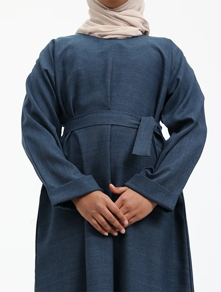 Navy Linen Girls Abaya